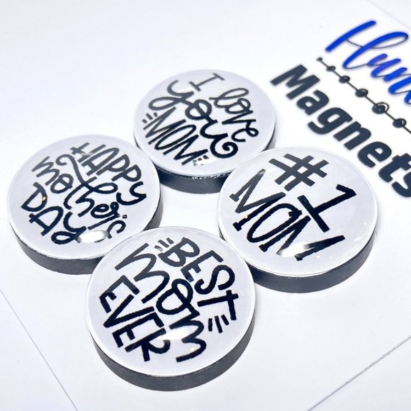 Set of 4 Magnets - Best #1 Mom Glass Refrigerator Kitchen Whiteboard - Picture 3 of 3